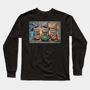 Halloween Cat Witches Greeting Card Long Sleeve T-Shirt